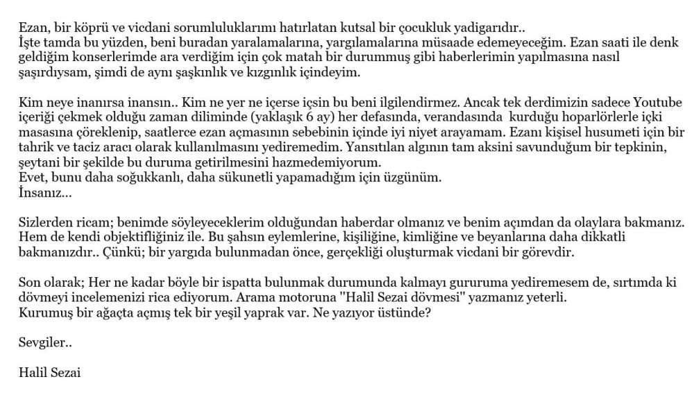 Halil Sezai Tutukluluk Açıklaması 2